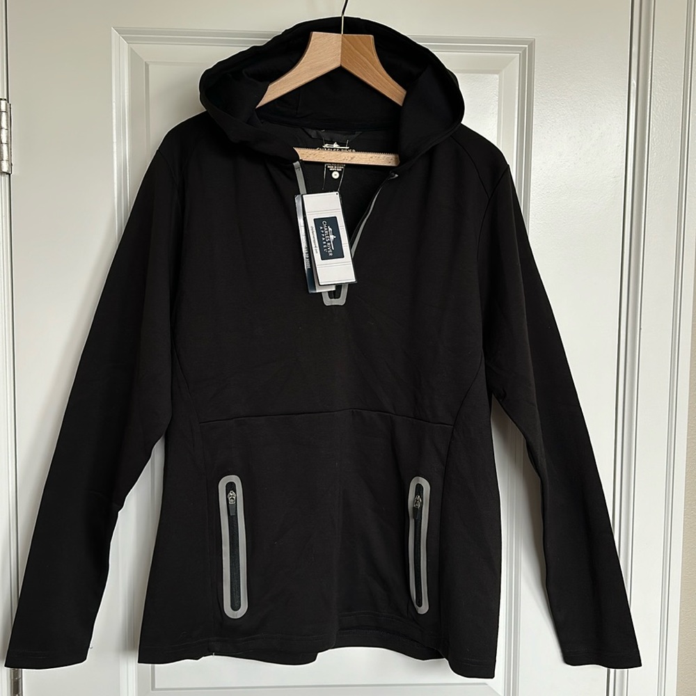 Charles River Apparel Seaport 1/4 Zip Sweatshirt sz Medium Mens Black No Zipper